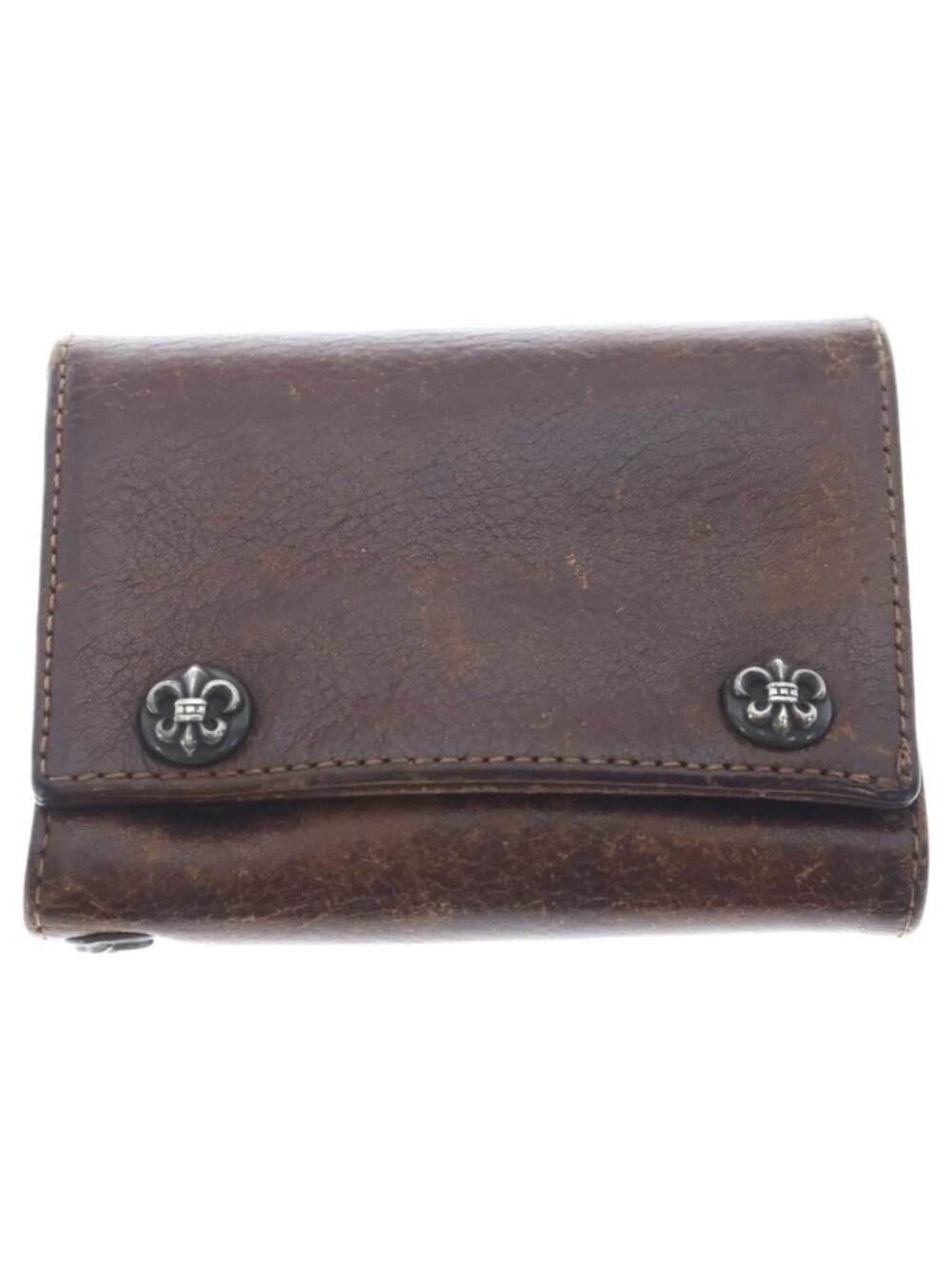 Chrome Hearts BS Flare Button Leather Wallet Brown